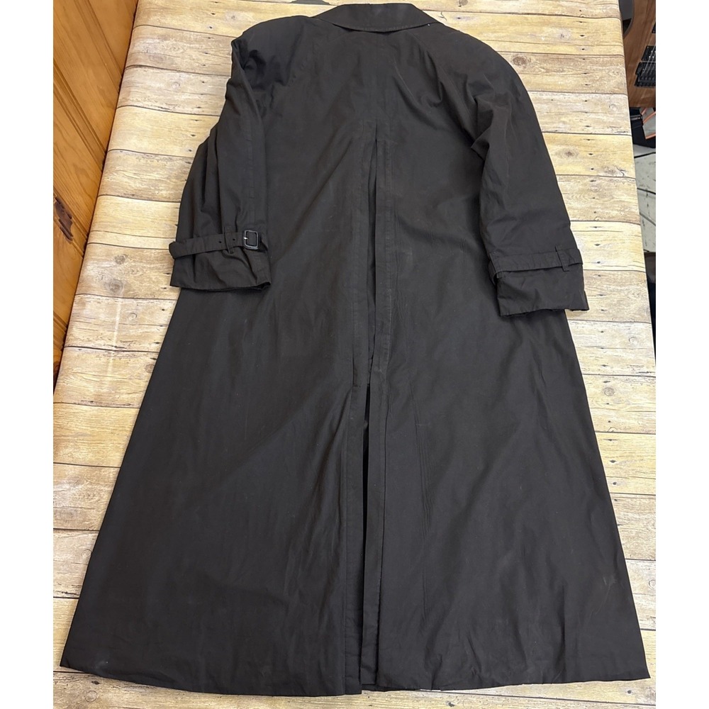 Burberry Trench Coat Women Vintage Wool Dark Brown Size 14 X-Long - Picture 6 of 16